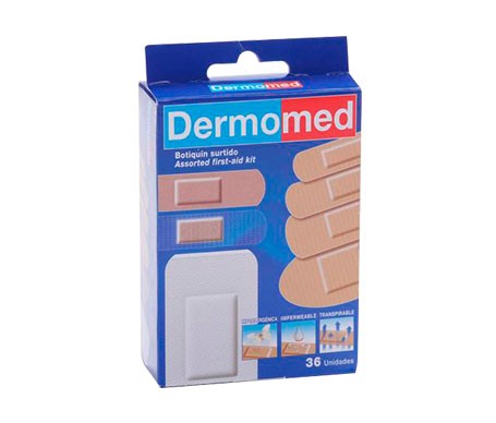 DERMOMED APOSITO ADHESIVO CAJA SURTIDA PVC TELA Y FIX 36 U DERMOMED APOSITO ADHESIVO CAJA SURTIDA PVC TELA Y FIX 36 U