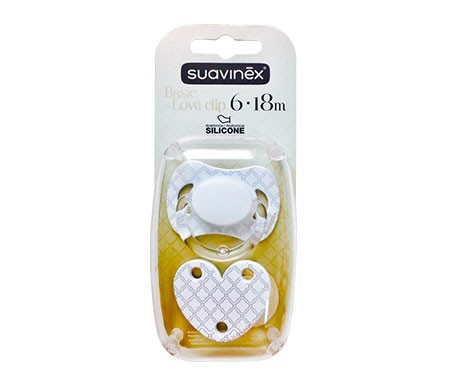 Suavinex® Chupete + Broche White Silicona 6-18 M Suavinex® Chupete + Broche White Silicona 6-18 M