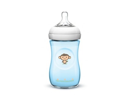 Avent Biberon Natural Silicona Azul Monitos +1m 260ml Avent Biberon Natural Silicona Azul Monitos +1m 260ml